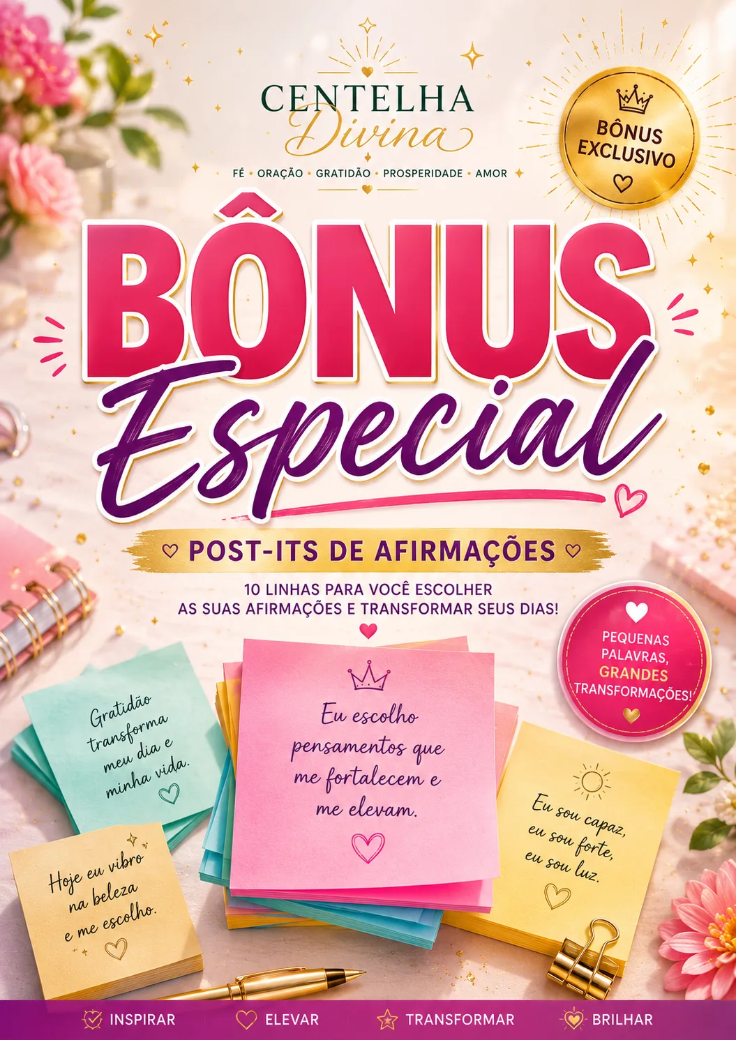 Bônus especial: Kit Premium de Post-its de Afirmações
